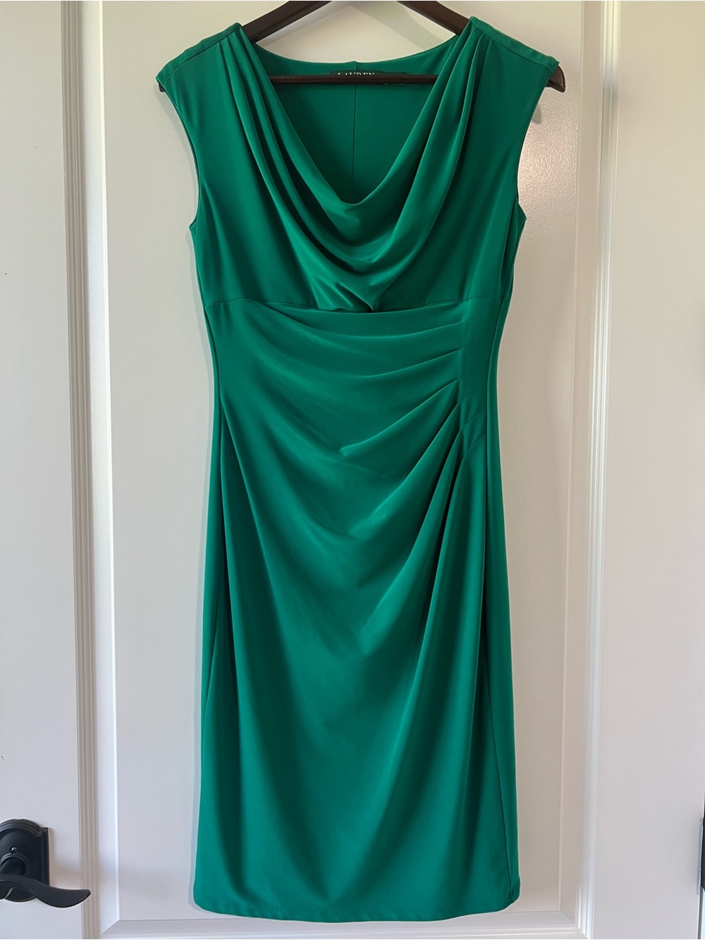 Ralph Lauren Cowl Neck Ruched Cocktail Sheath Dress Emerald Green Size 6 Elegant - Picture 1 of 8